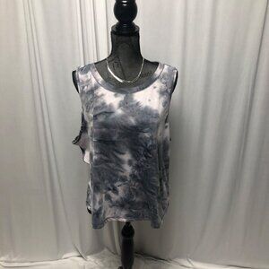 90 Degree Tank Top Womens Size XXL Gray Pink Tie Dye Sleeveless Casual Shirt NEW